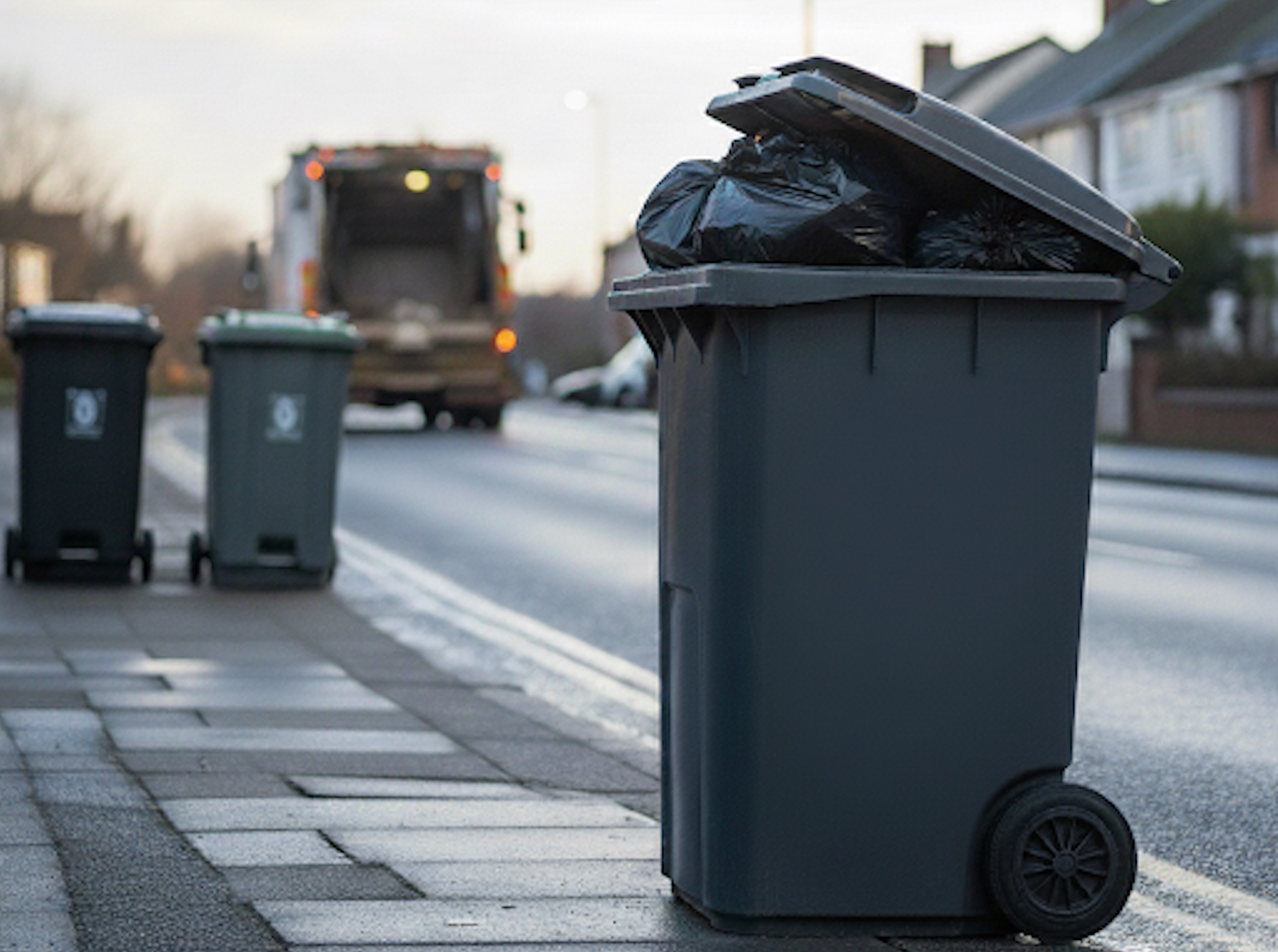 Grey wheelie bin