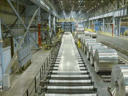 Rolling aluminum on the hot mill at a Novelis plant in New York state