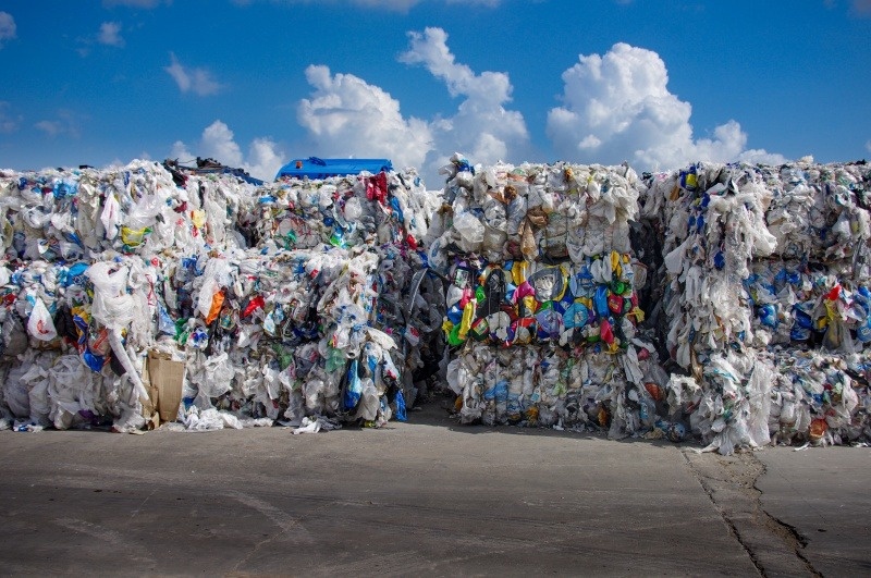 Bales of plastic waste