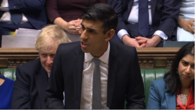 Chancellor Rishi Sunak announcing the Budget in the House of Commons