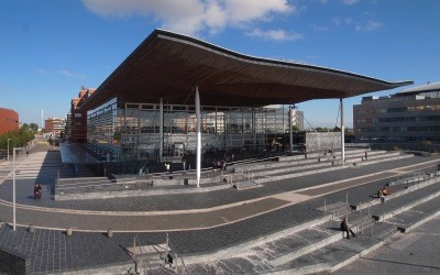An image of Senedd, the Welsh National Assembly building