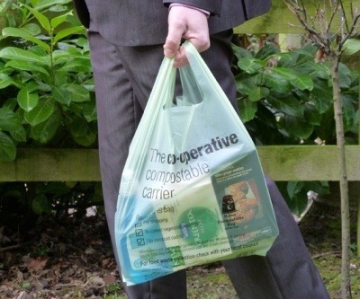 A compostable carrier bag.