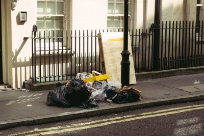 Black bin bags on a street