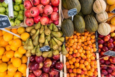 Fruit and vegetables on a market stall