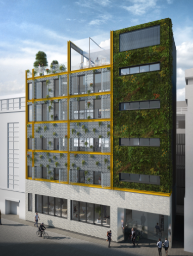 The artist's render of the 'living wall' in the City of London.