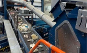Conveyor belt leading a mix of plastics and bioplastics to a near infra red sorter 