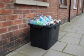 Kerbside box with plastic and cans