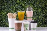 Selection of compostable Vegware coffee cups