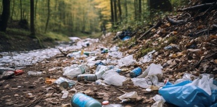 plastic pollution in woodland