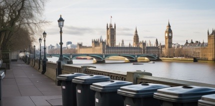 Bins on South Bank of the Thames