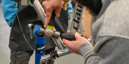 Mechanic repairing a bike