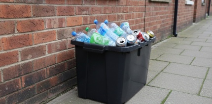 Kerbside box with plastic and cans