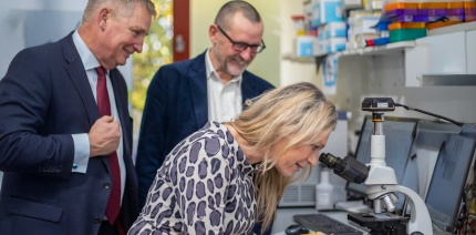 Gillian Martin, Iain Gulland, Dominic Fry at pioneering biotech start-up, MiAlgae